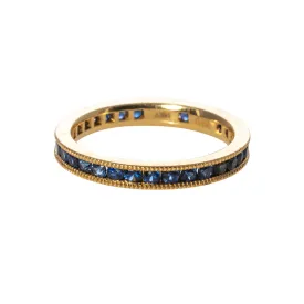 1.20ct Sapphire Channel Set Milgrain 18K Yellow Gold Eternity Band