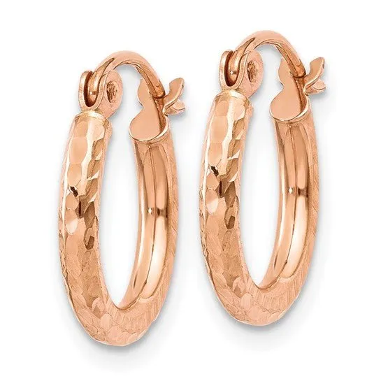 14K R Gold Lightweight Diamond-cut Hoop Earrings