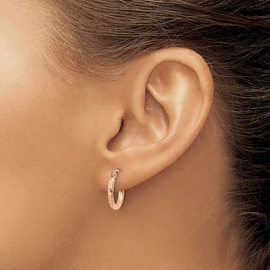 14K R Gold Lightweight Diamond-cut Hoop Earrings