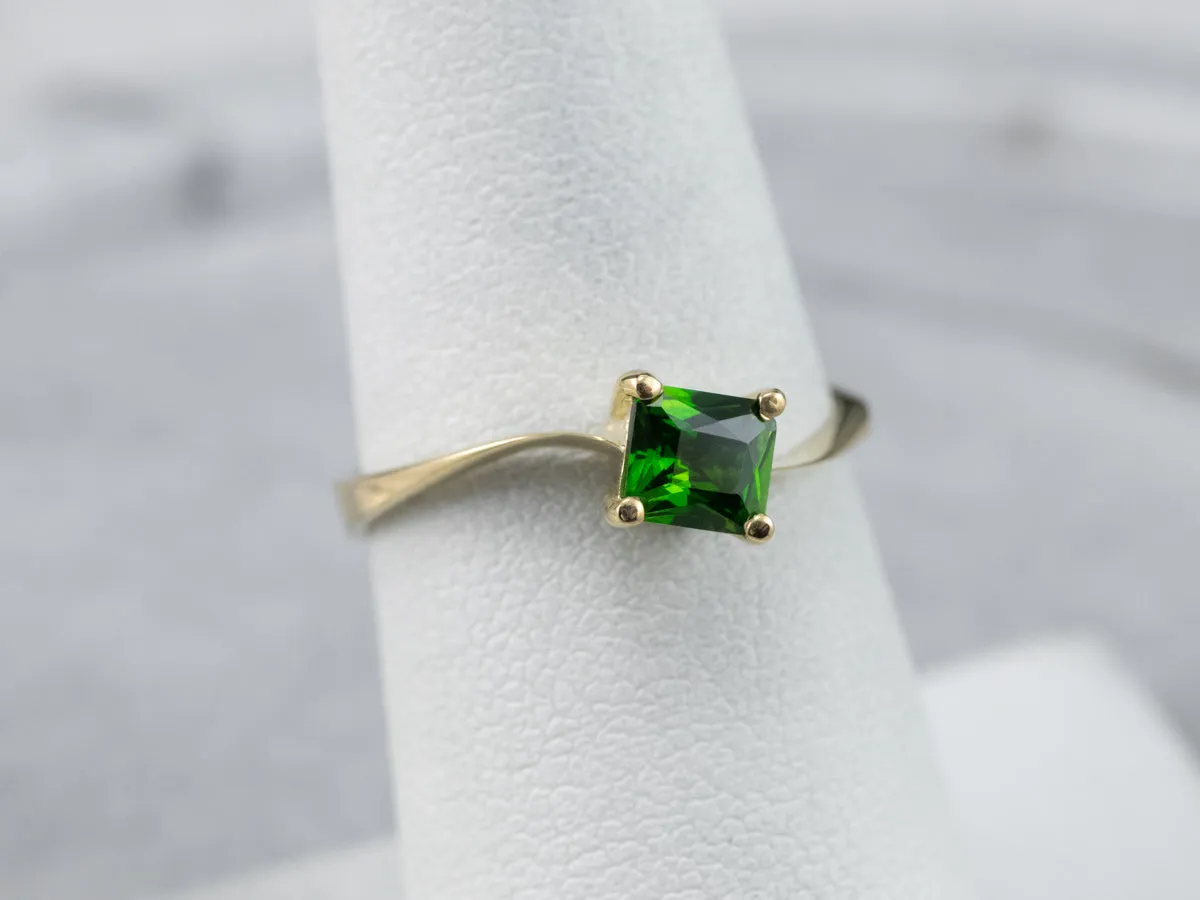 18K Gold Green Tourmaline Bypass Ring