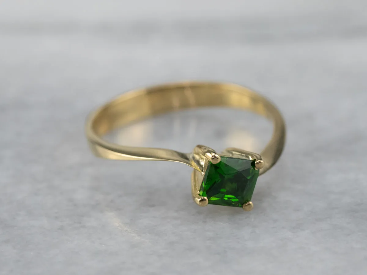 18K Gold Green Tourmaline Bypass Ring