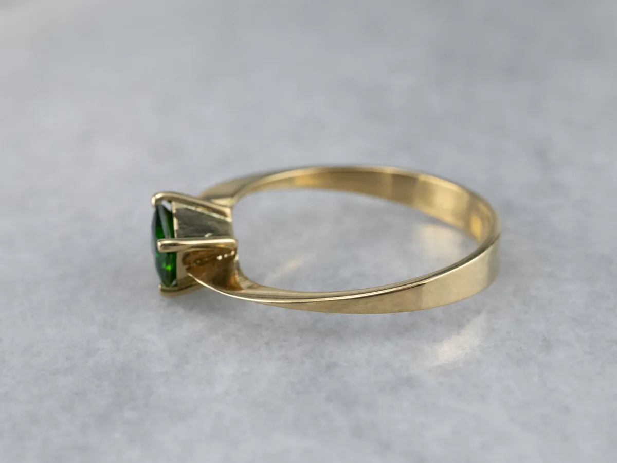 18K Gold Green Tourmaline Bypass Ring