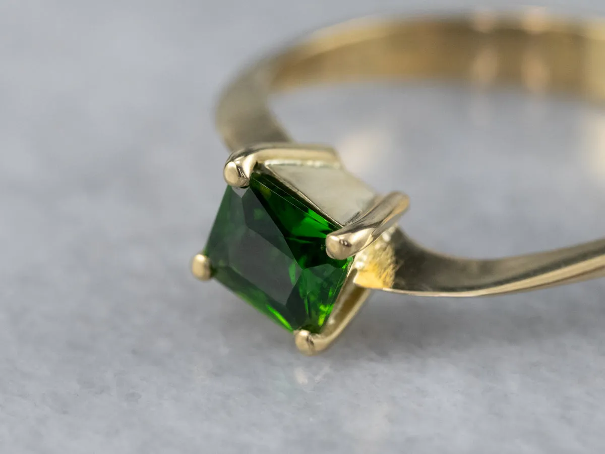 18K Gold Green Tourmaline Bypass Ring