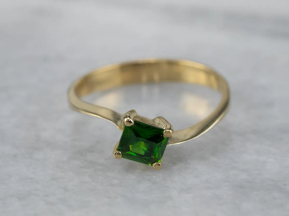 18K Gold Green Tourmaline Bypass Ring