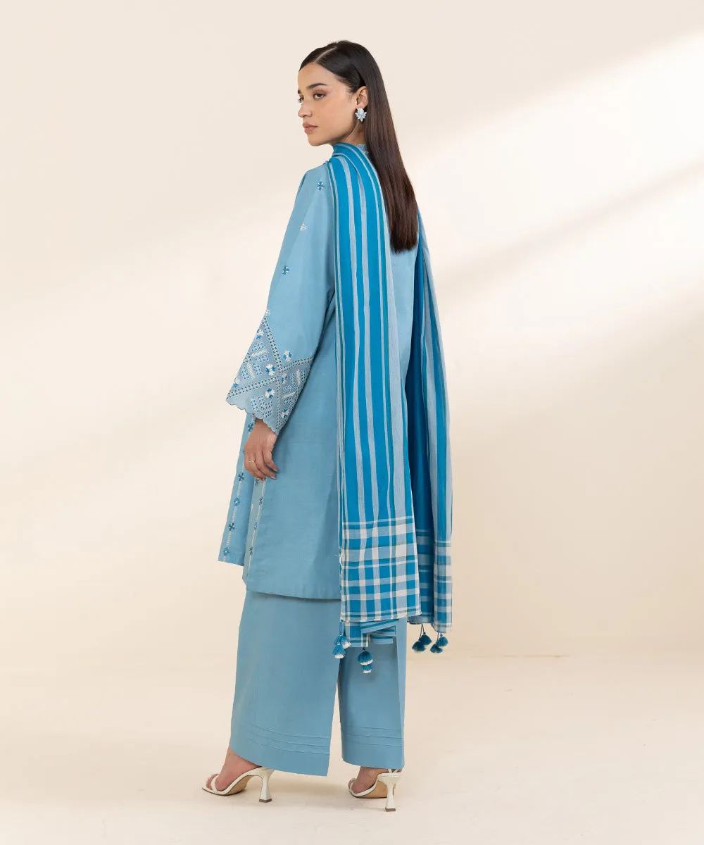 3 Piece - Embroidered Cotton Suit