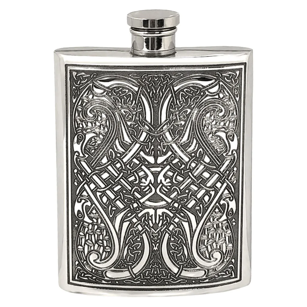 6oz Pewter Hip Flask with Celtic Knot Design