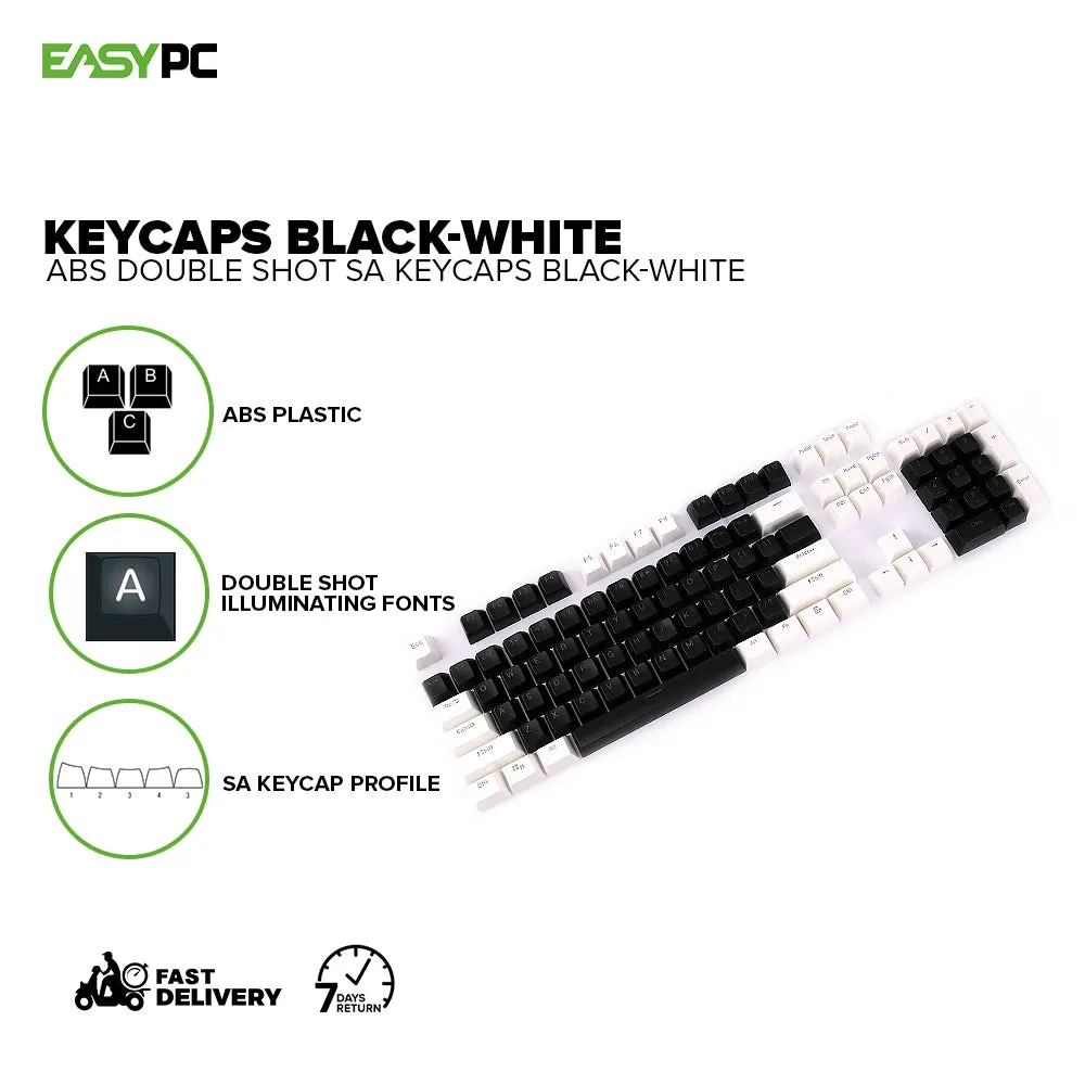 ABS Double Shot SA Keycaps White-Black, Black-White, Black-Red, Black-Blue, Blue-White, White-Red, White and Black Keycaps