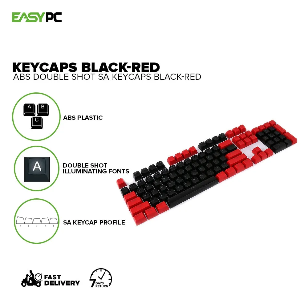 ABS Double Shot SA Keycaps White-Black, Black-White, Black-Red, Black-Blue, Blue-White, White-Red, White and Black Keycaps