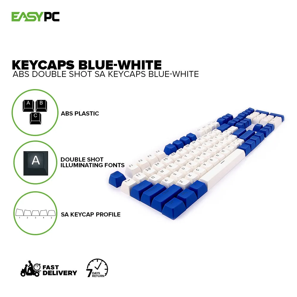 ABS Double Shot SA Keycaps White-Black, Black-White, Black-Red, Black-Blue, Blue-White, White-Red, White and Black Keycaps
