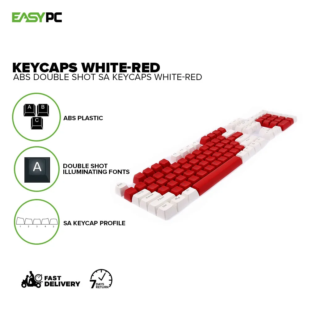 ABS Double Shot SA Keycaps White-Black, Black-White, Black-Red, Black-Blue, Blue-White, White-Red, White and Black Keycaps
