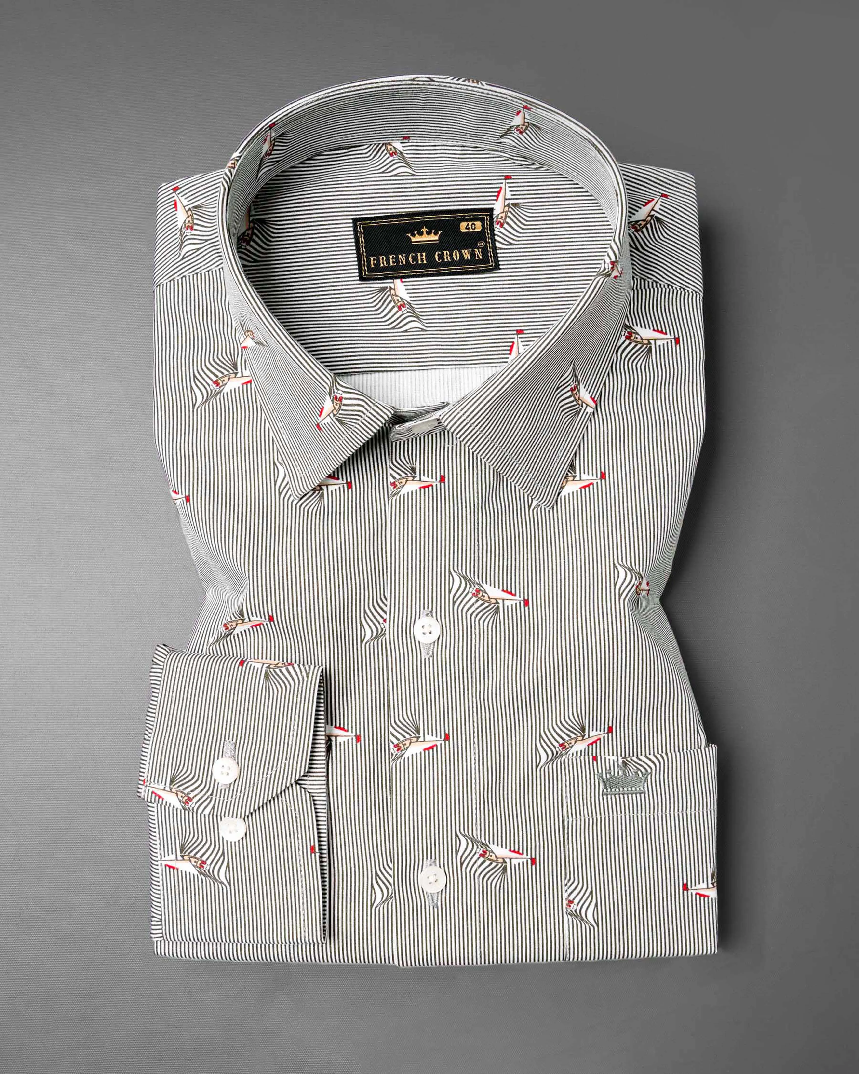 Ash Gray Octopus Printed Premium Cotton Designer Shirt