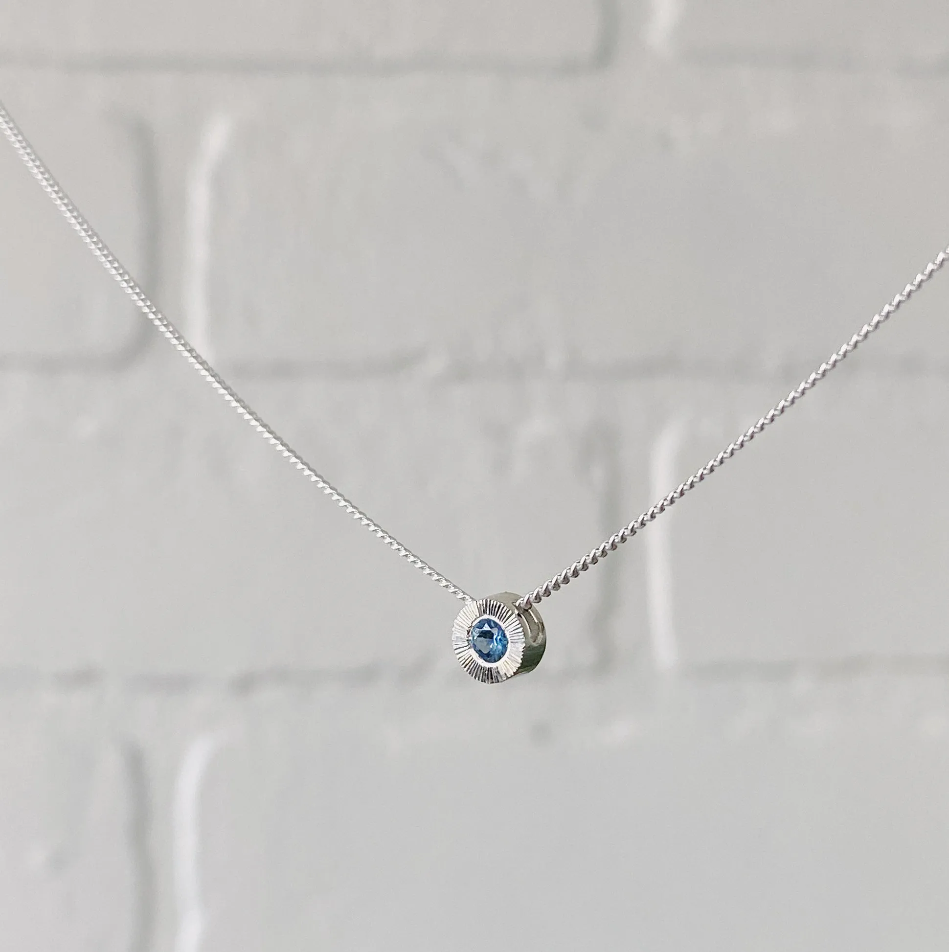 Blue Montana Sapphire Small Aurora Necklace in Sterling Silver