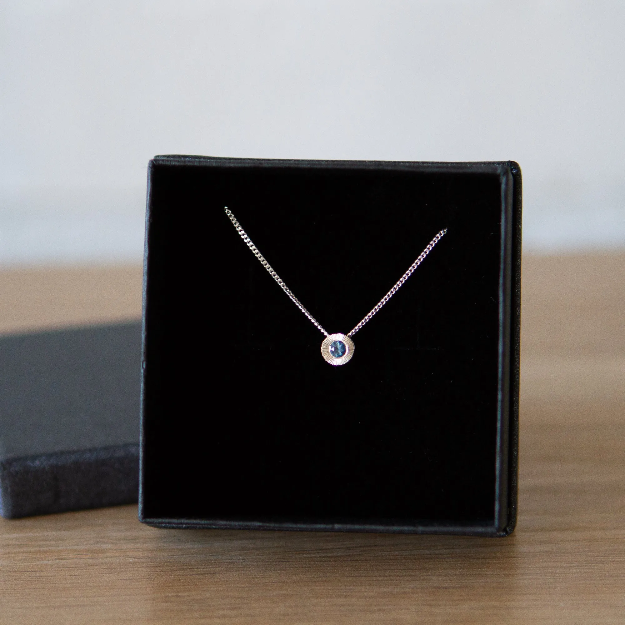 Blue Montana Sapphire Small Aurora Necklace in Sterling Silver