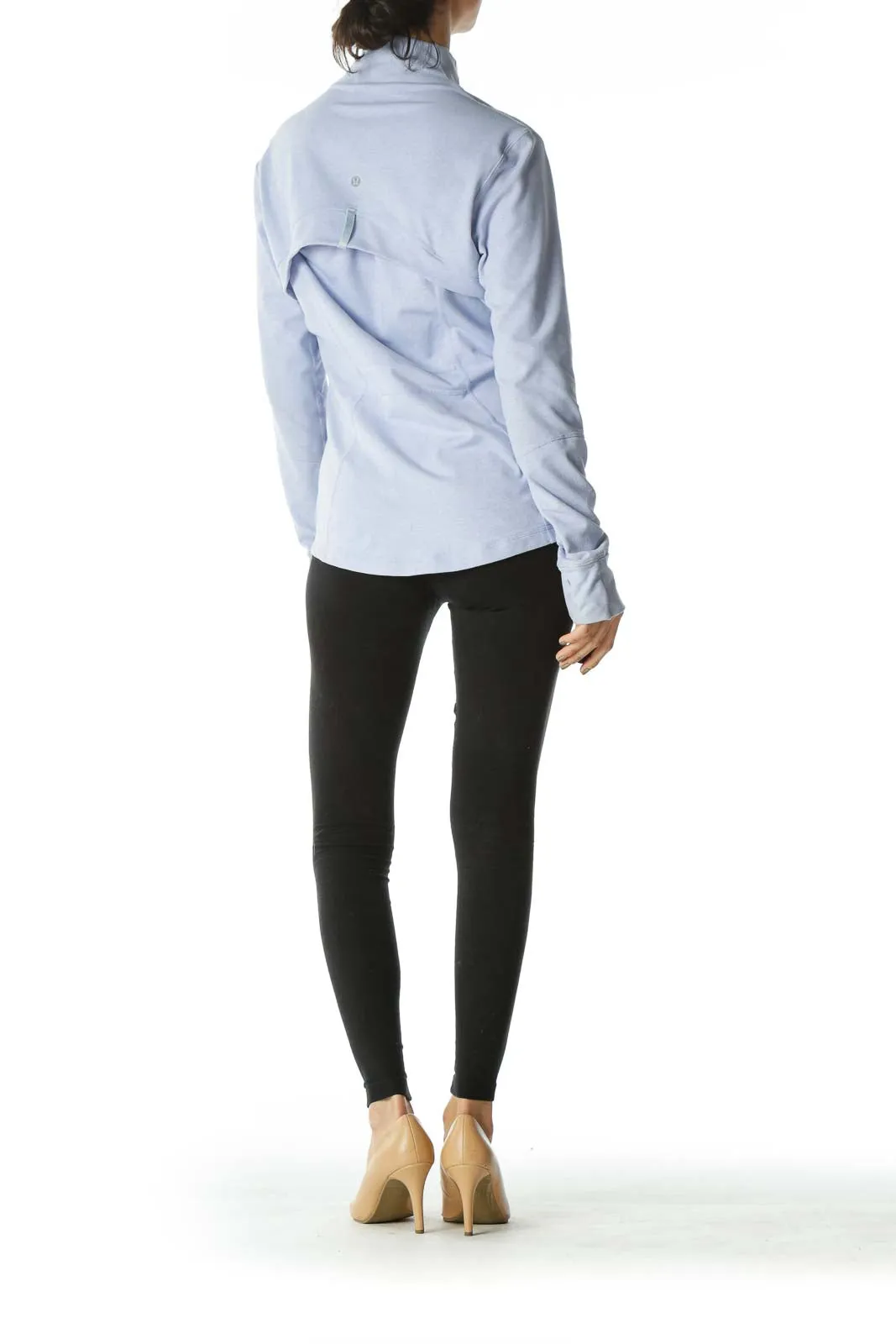 Blue Zippered Slim-Fit Sports Jacket