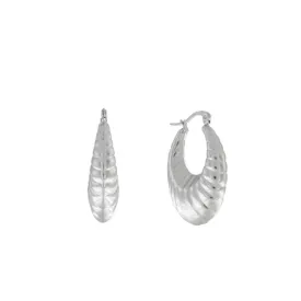 Courage Waterproof Oval Ripple Statement Earring Silver Plating