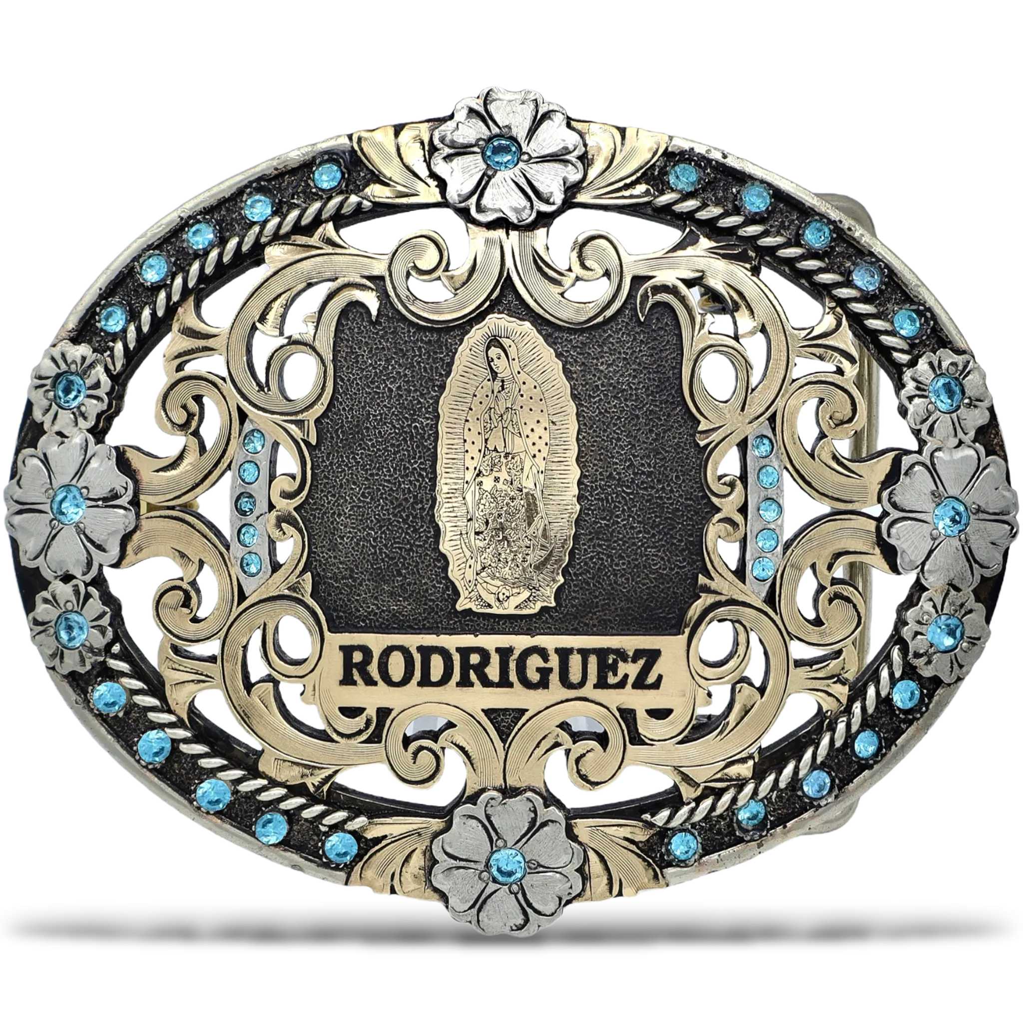 Divine Flora and Scrolls Custom Buckle