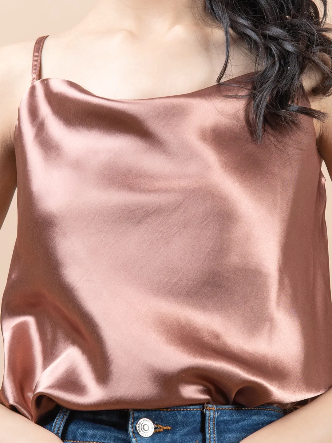 Dusky rose cowl neck cami top