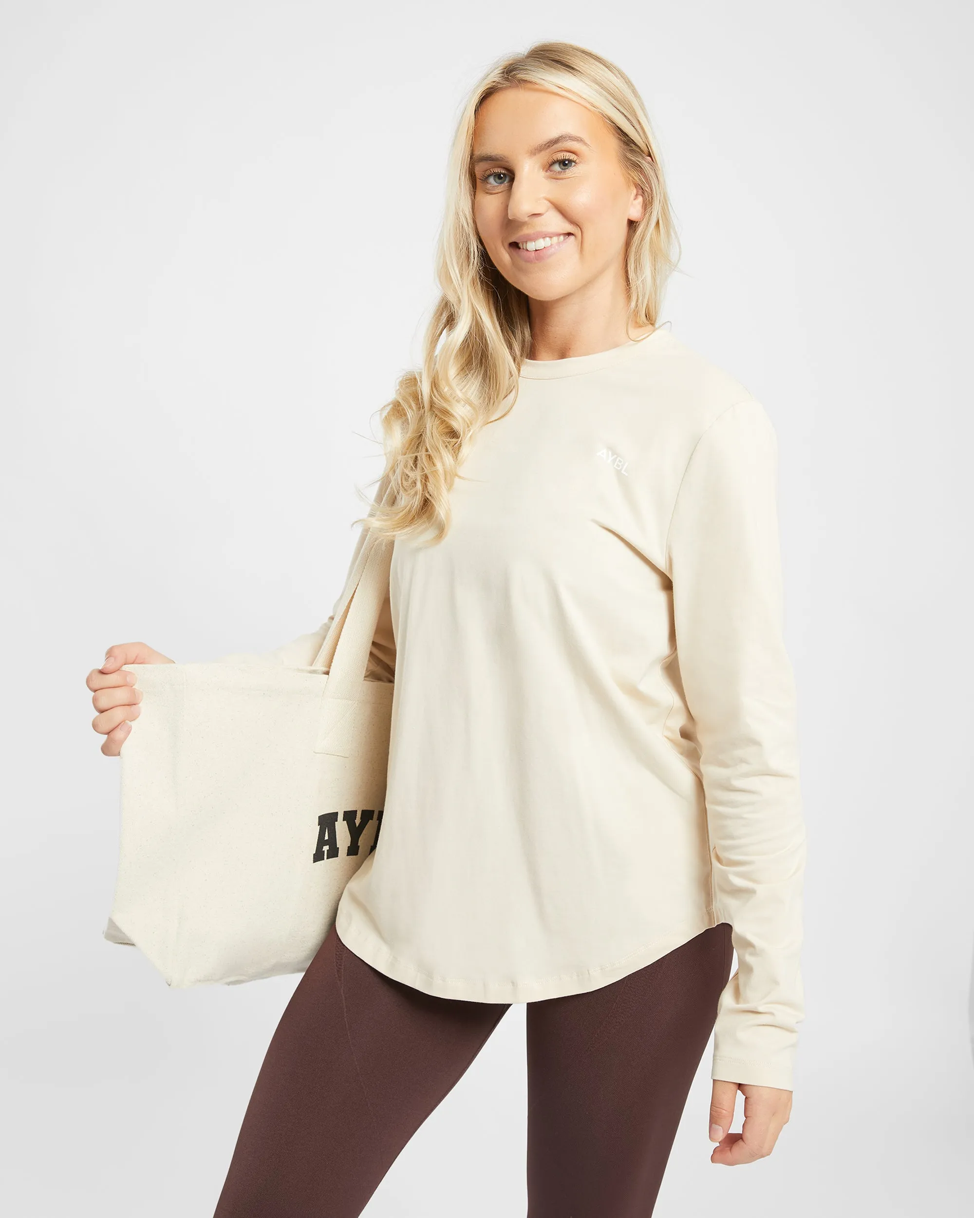 Everyday Relaxed Long Sleeve T Shirt - Cream