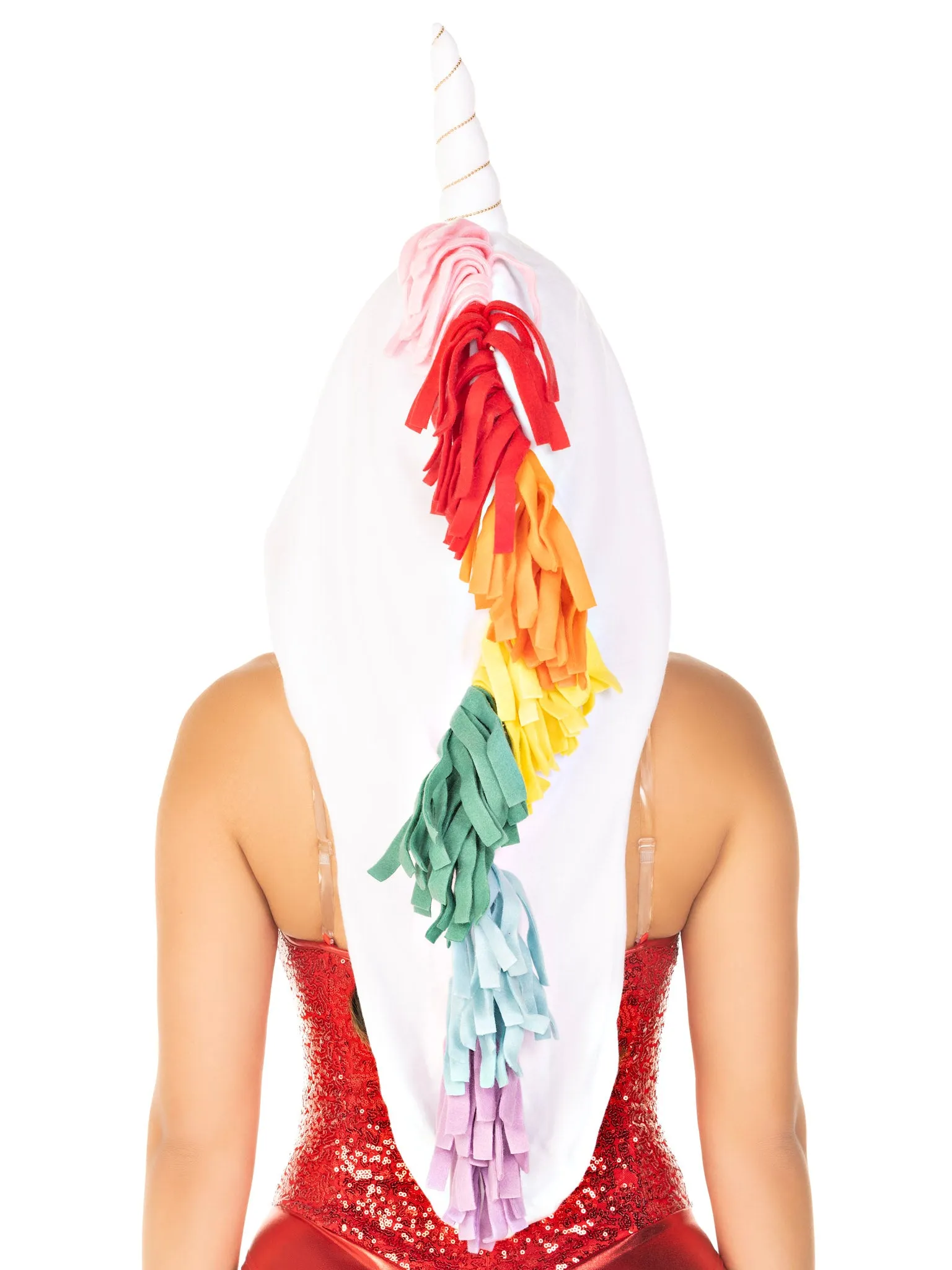 Fleece Rainbow Unicorn Hood with Star Ties