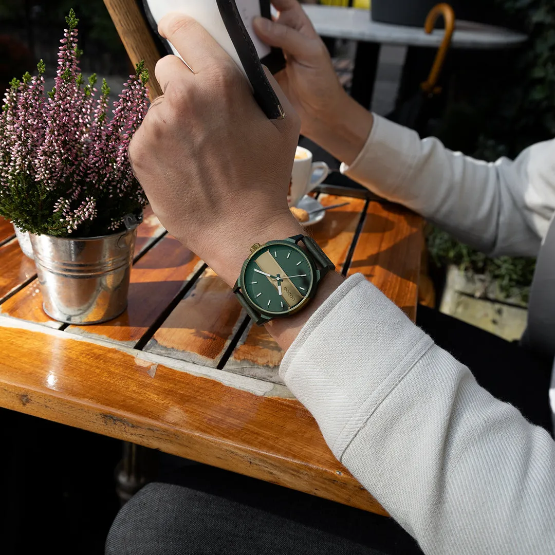 Forest/olive green OOZOO watch with forest green leather strap - C11233