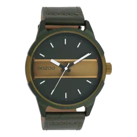 Forest/olive green OOZOO watch with forest green leather strap - C11233