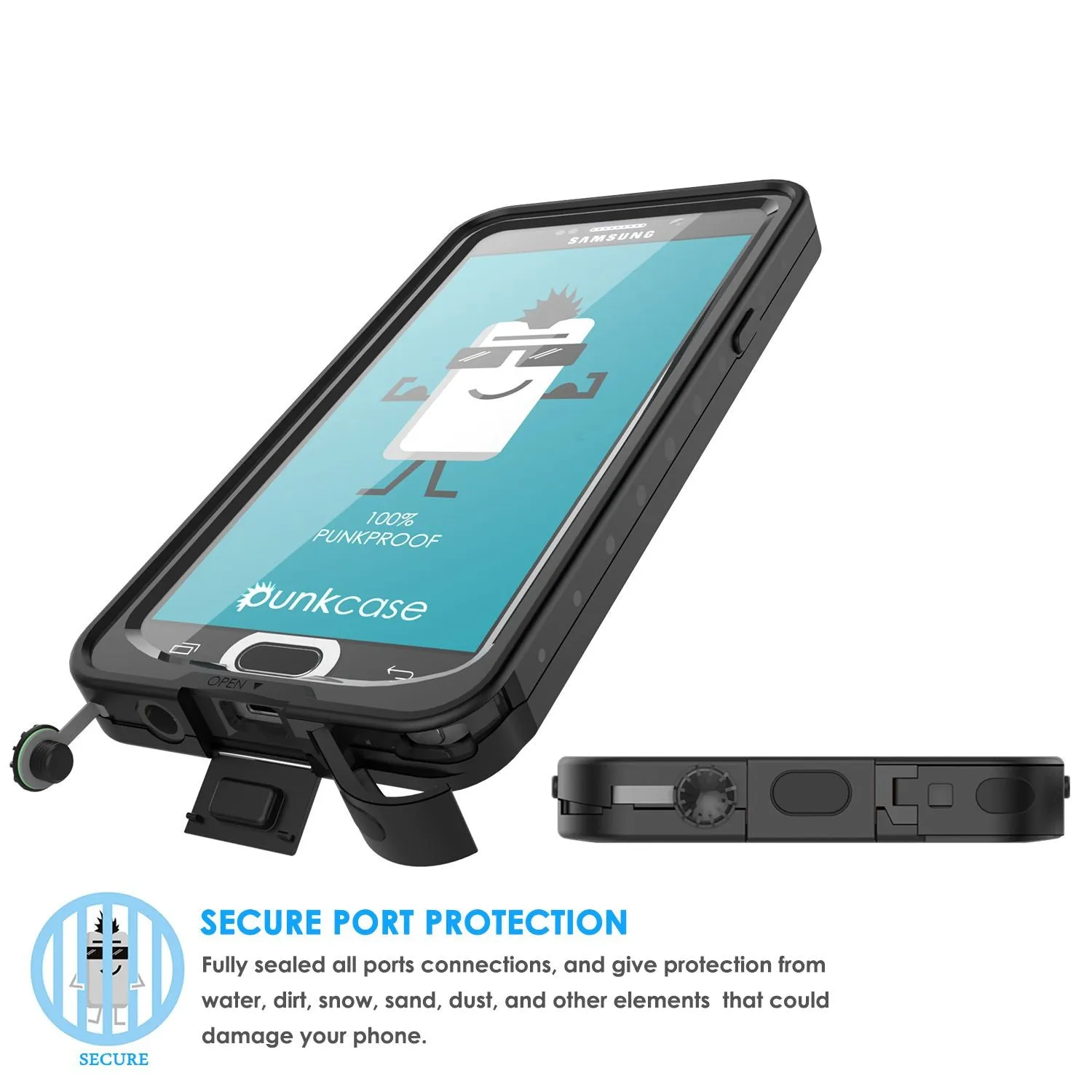 Galaxy Note 5 Waterproof Case, Punkcase StudStar Black Shock/Dirt/Snow Proof | Lifetime Warranty