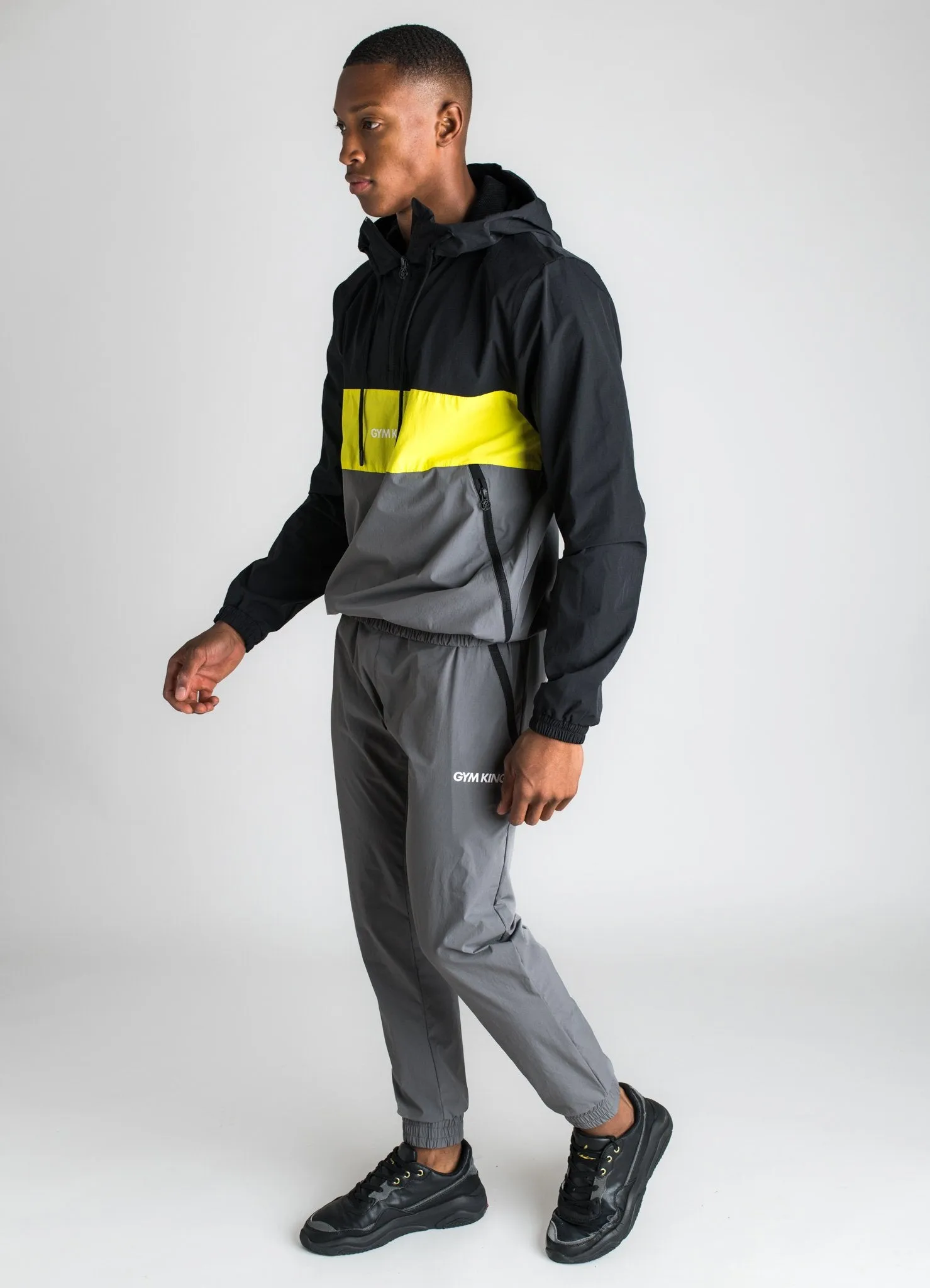 GK Shore Tracksuit Bottoms - Dark Grey/Neon Yellow/Black