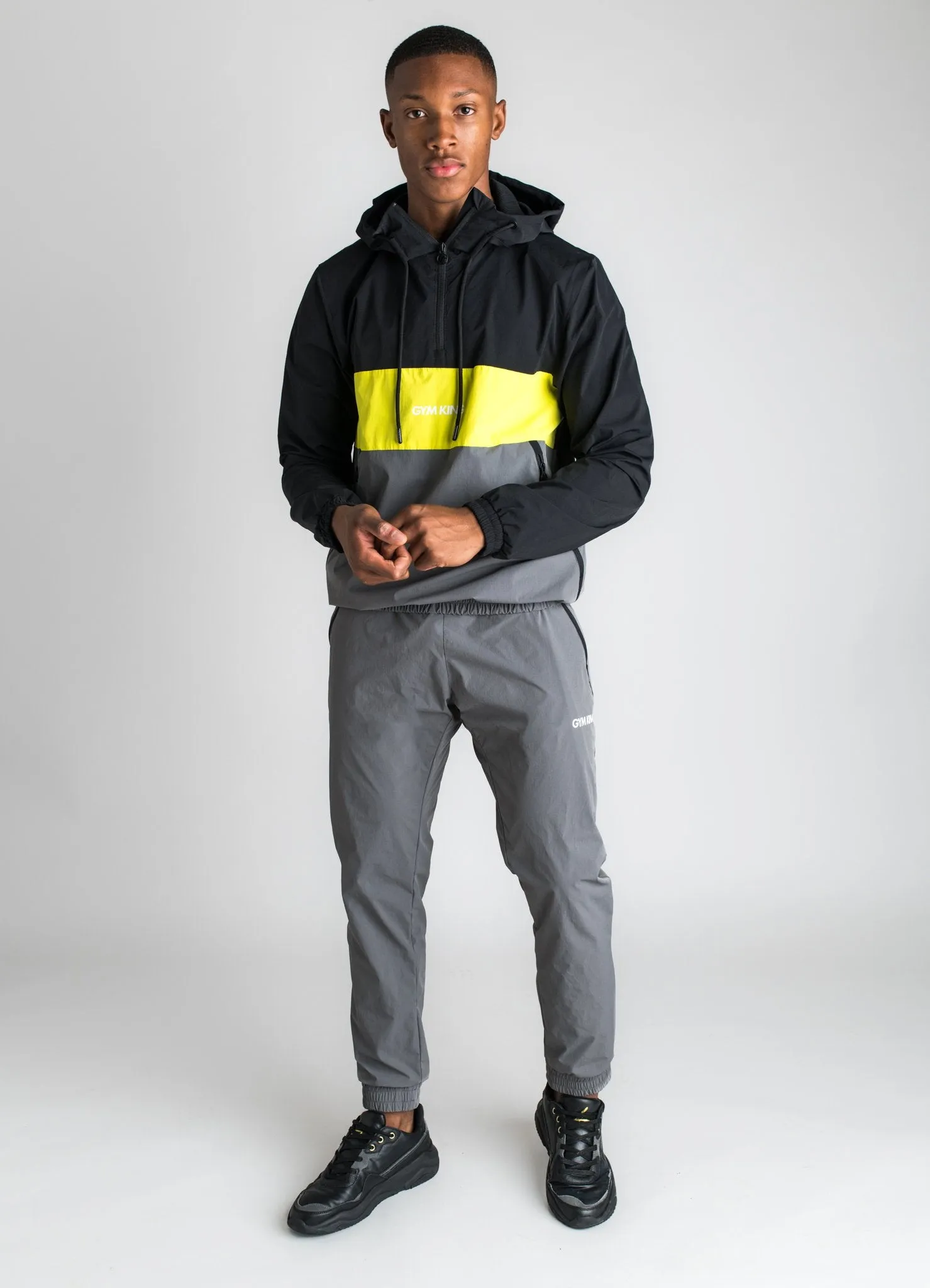 GK Shore Tracksuit Bottoms - Dark Grey/Neon Yellow/Black