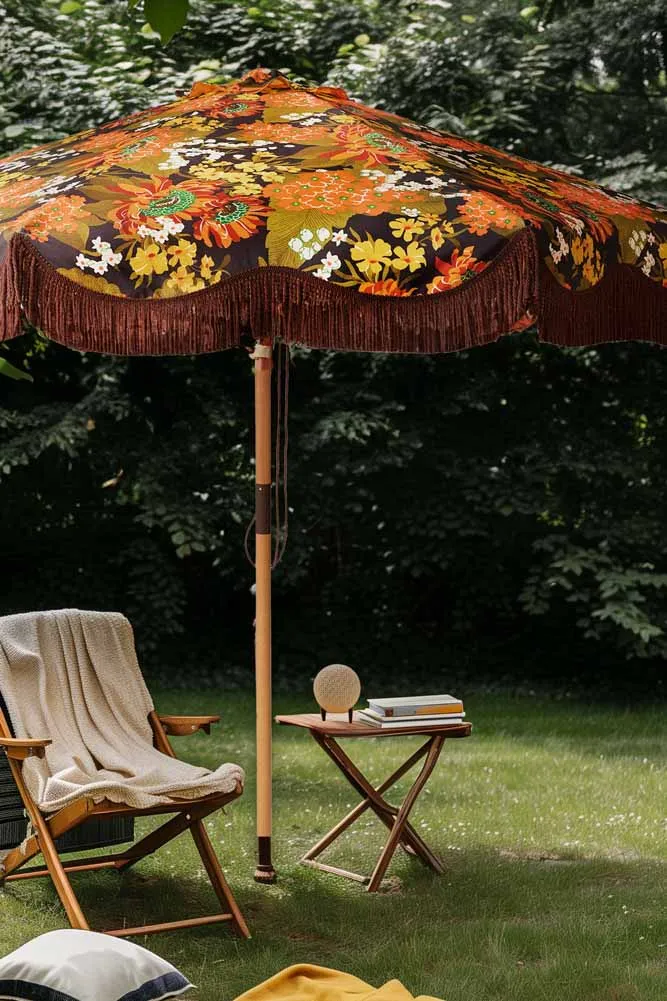 HKliving Dark Florals Flourish Parasol
