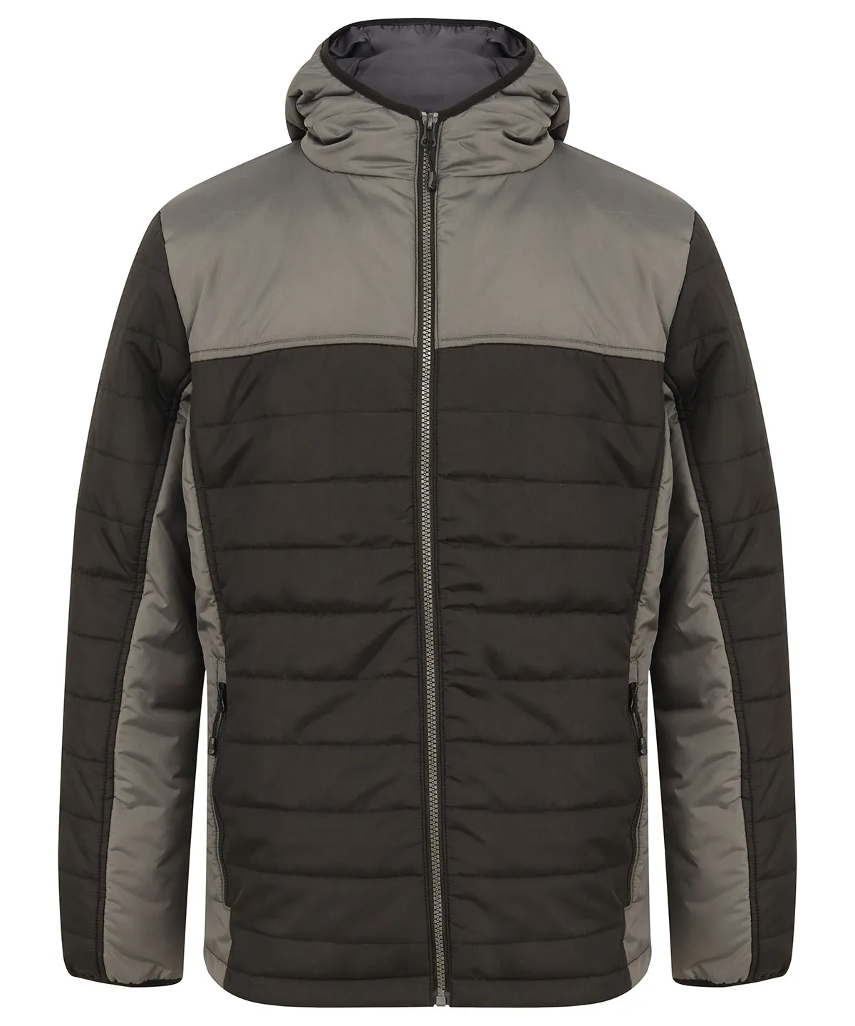 Hooded contrast padded jacket | Black/Gunmetal Grey