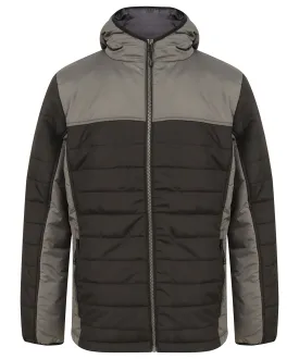 Hooded contrast padded jacket | Black/Gunmetal Grey
