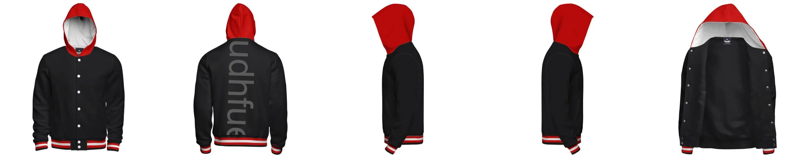 Hooded Cotton Fleece Varsity Jacket With No Lining