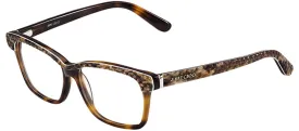 Jimmy Choo JC 98 6UK Square Plastic Brown Eyeglasses with Logo Stamped Demo Lenses