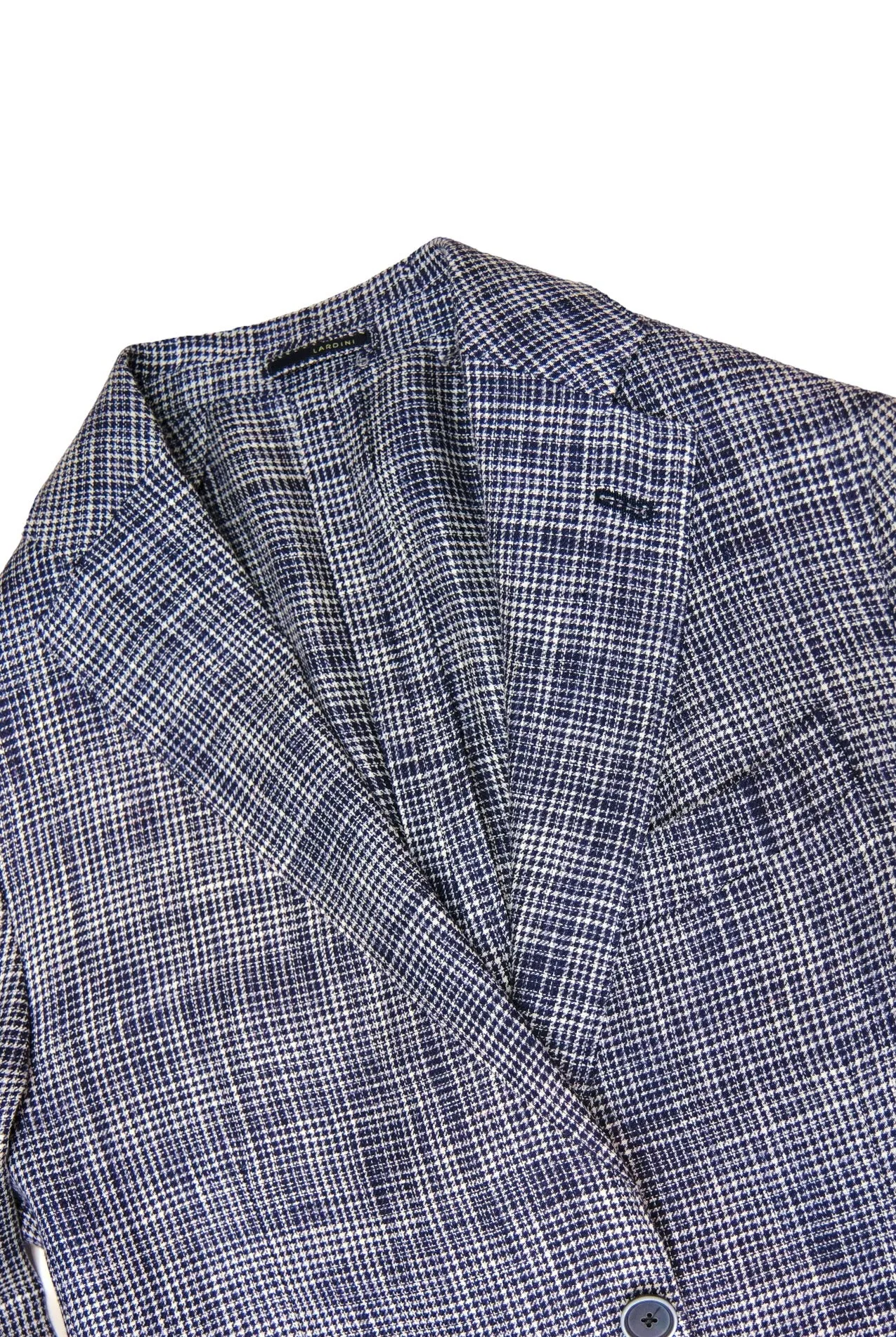 Lardini - Navy/Blue Checked Houndstooth Linen Sports Jacket 48