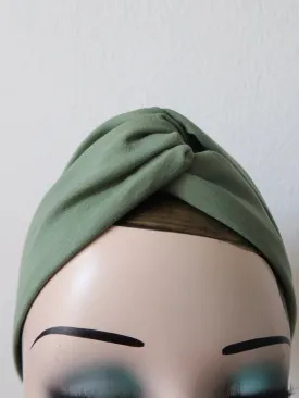 Made To Order: CLASSIC Vintage Style Pre-tied Headband in 8 colours: red, black, leopard, olive green, mustard, rust, grey & navy