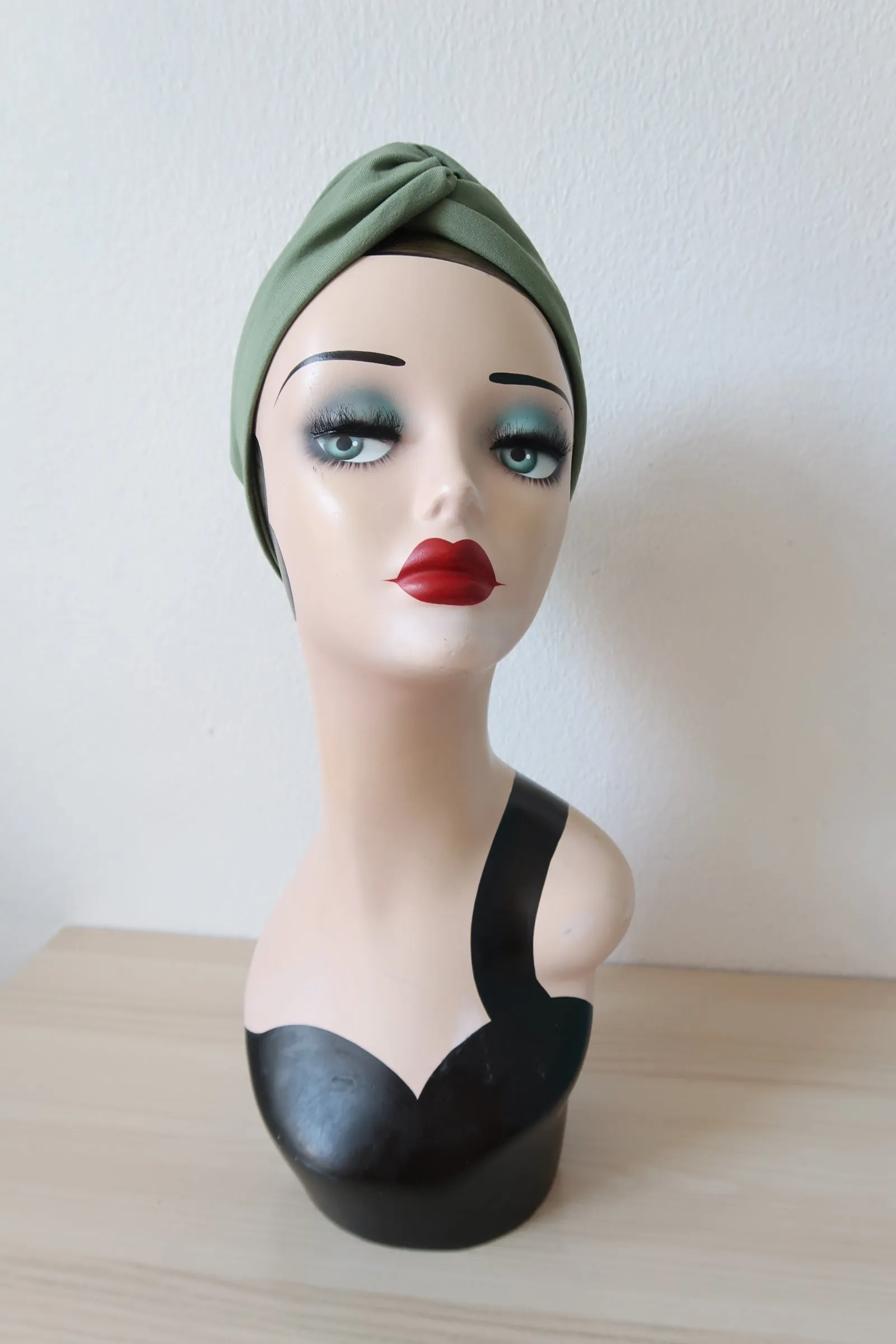 Made To Order: CLASSIC Vintage Style Pre-tied Headband in 8 colours: red, black, leopard, olive green, mustard, rust, grey & navy