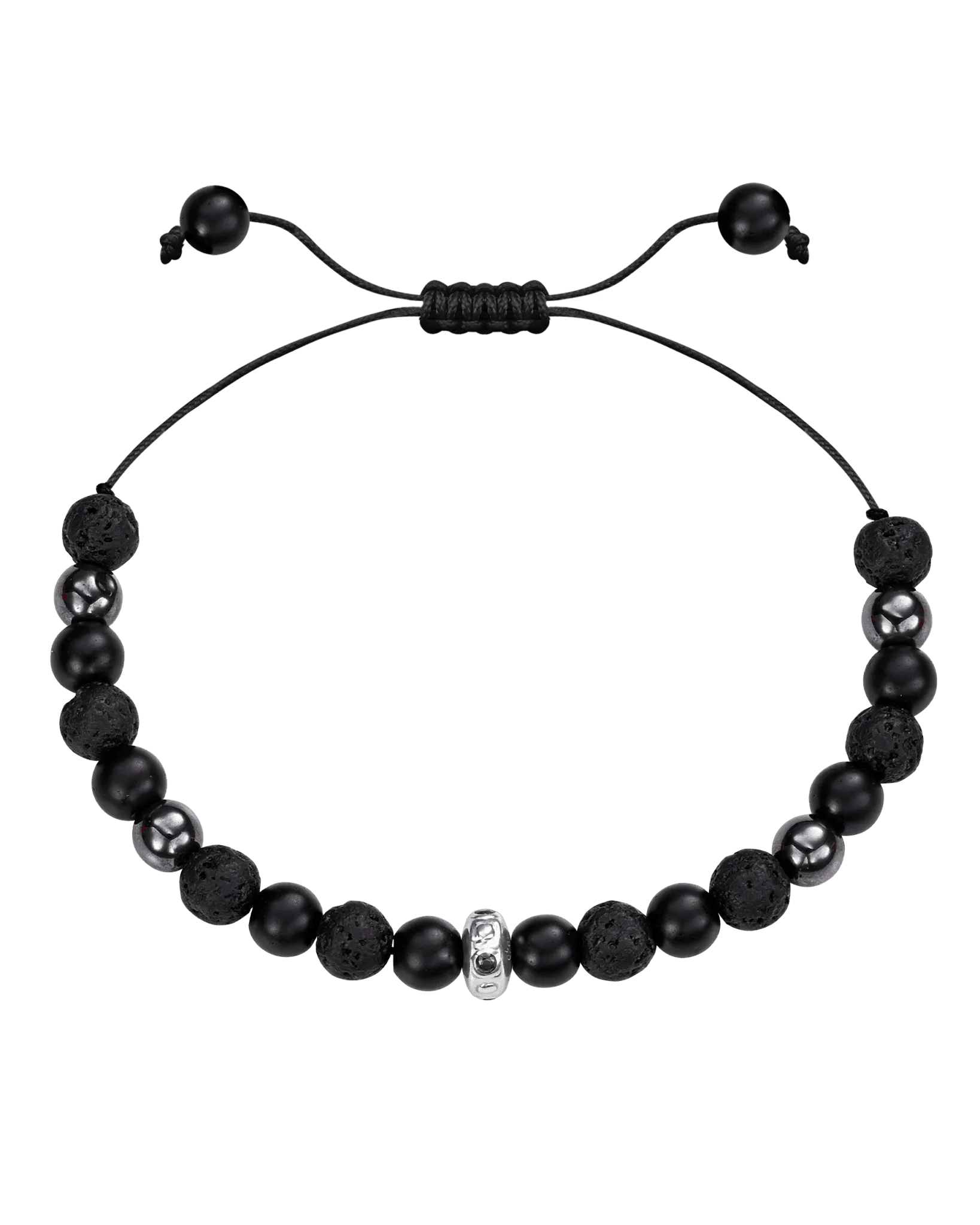 Men's Black Lava, Onyx and Hematite Beads Bracelet - 14K Rose Gold