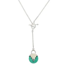 MINI AURORA PENDULUM NECKLACE GREEN ONYX - SILVER