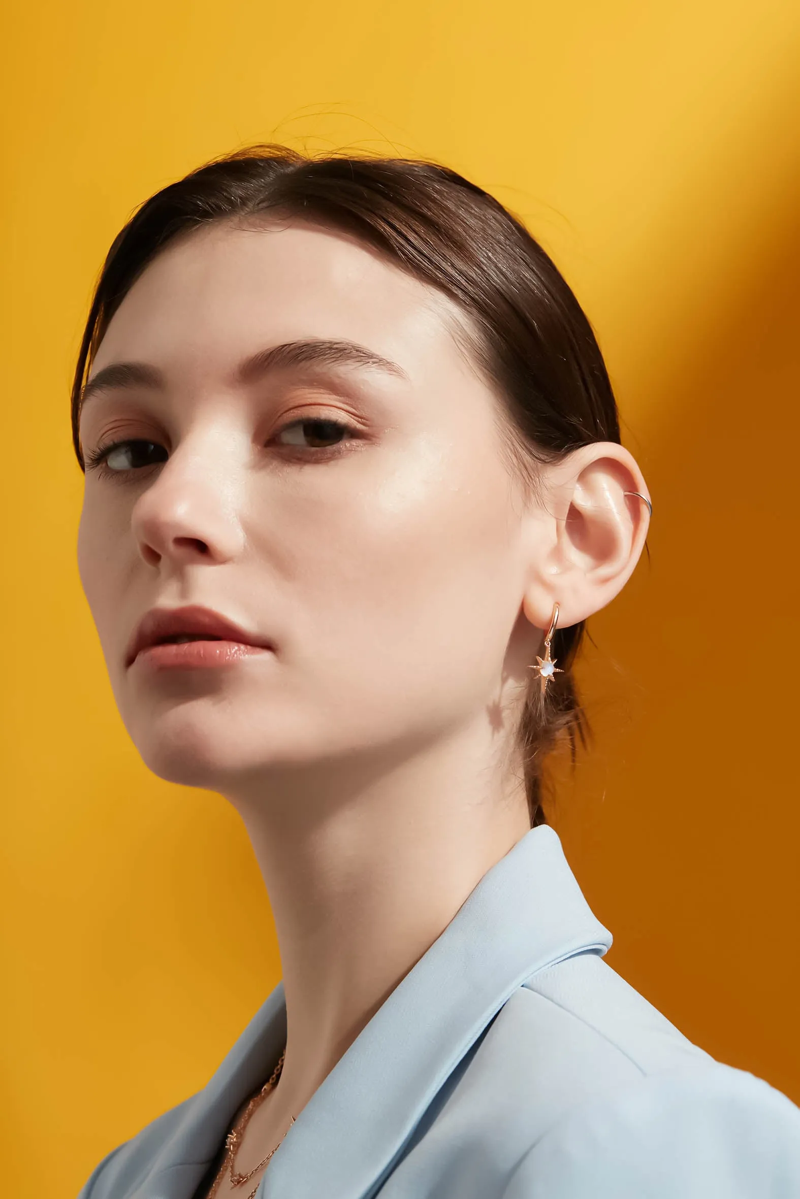 Moonstone Gold Huggie Earrings - North Star