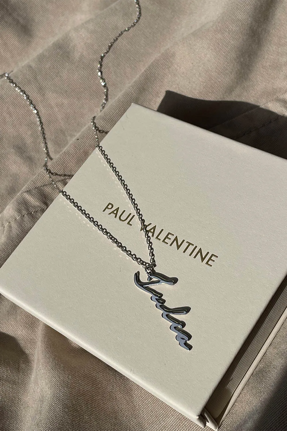 Name Necklace Vertical Silver
