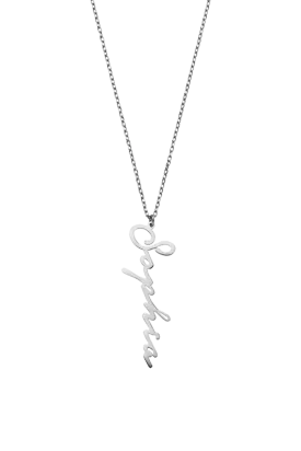 Name Necklace Vertical Silver