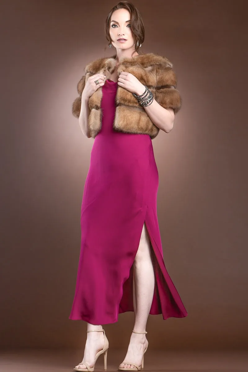 Natural Canadian Sable - Smoke Gray Sheared Mink Fur Jacket Bolero