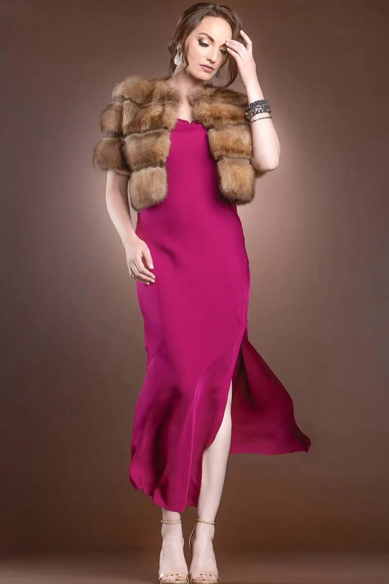 Natural Canadian Sable - Smoke Gray Sheared Mink Fur Jacket Bolero