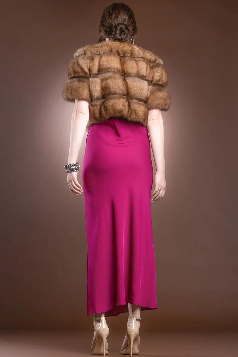 Natural Canadian Sable - Smoke Gray Sheared Mink Fur Jacket Bolero