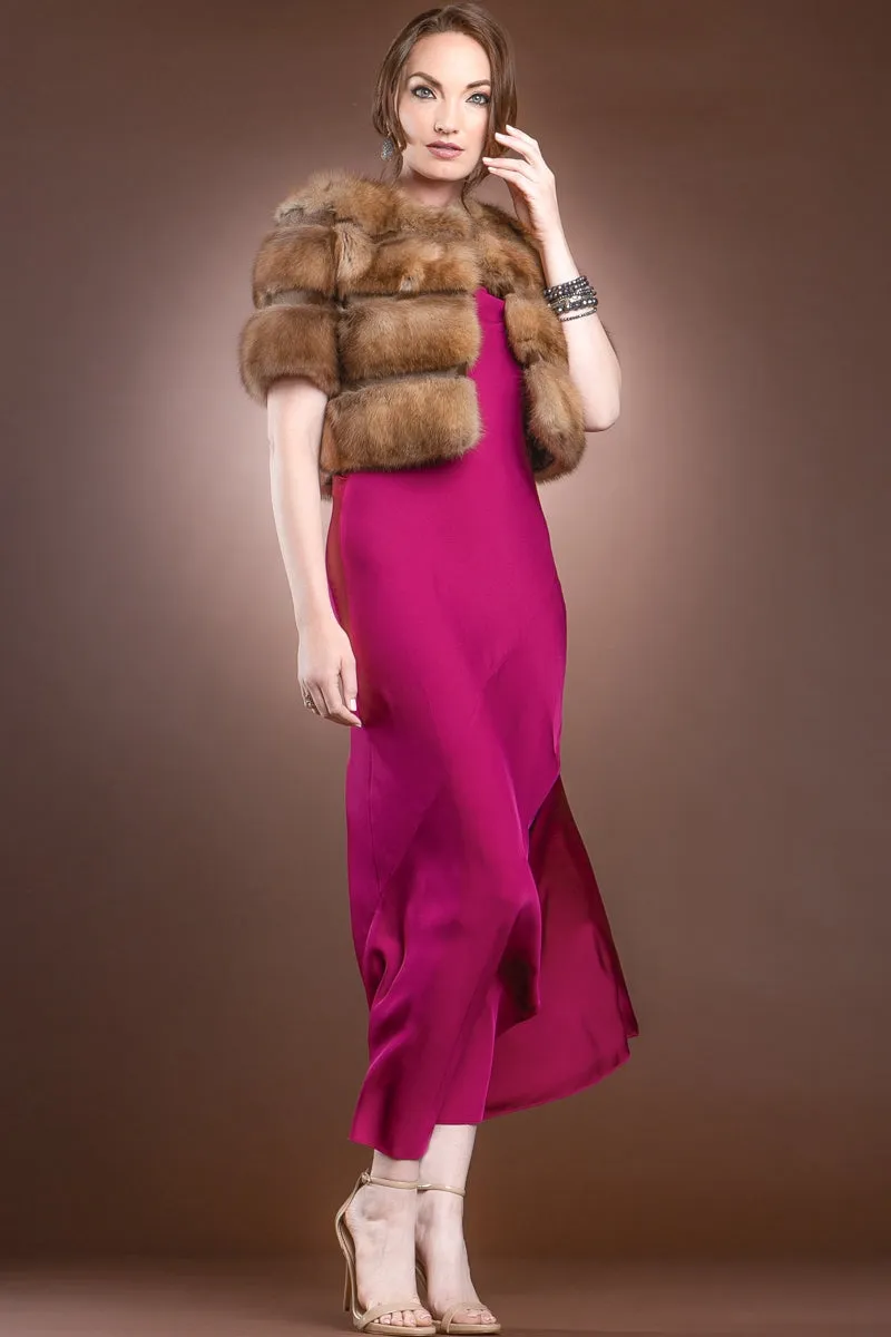 Natural Canadian Sable - Smoke Gray Sheared Mink Fur Jacket Bolero