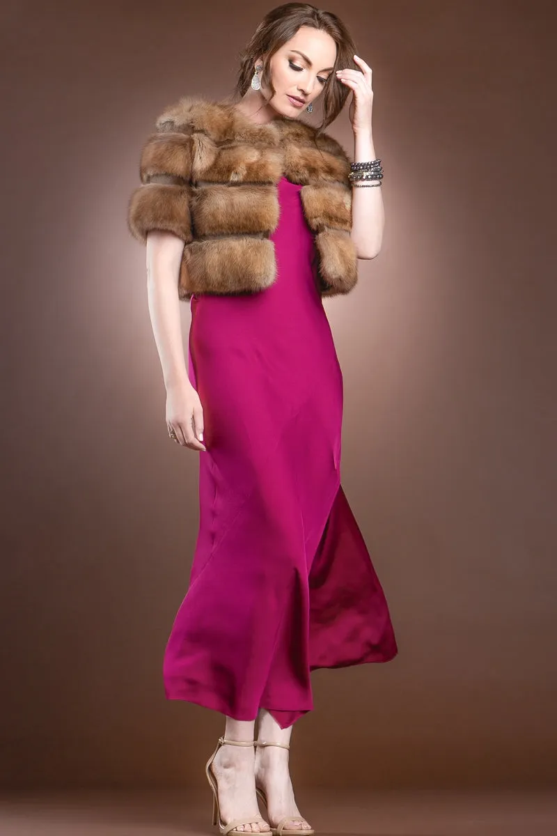 Natural Canadian Sable - Smoke Gray Sheared Mink Fur Jacket Bolero