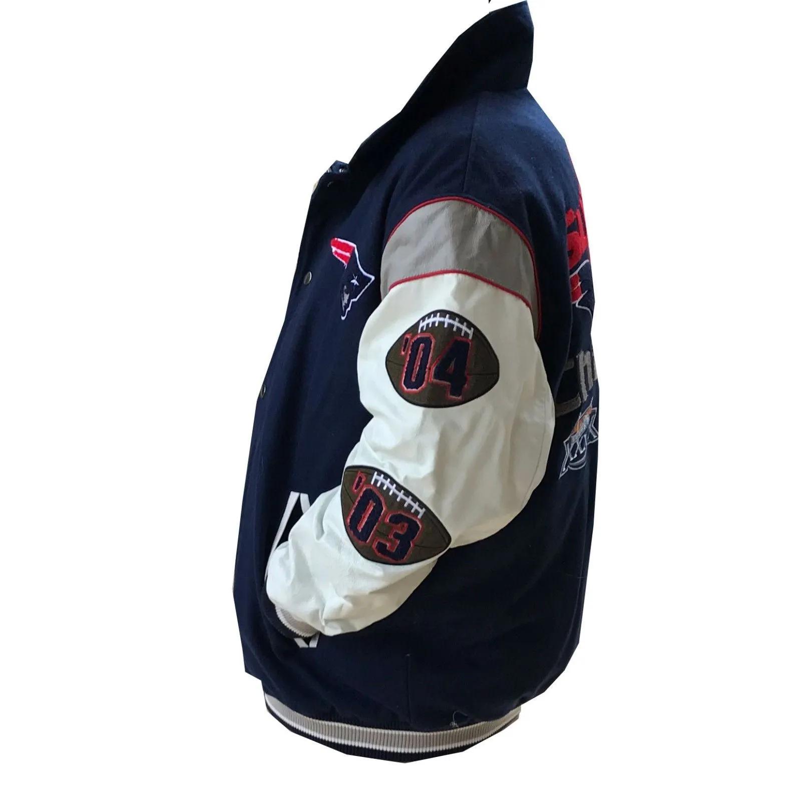 New England Patriots Jacket Wool Leather Super Bowl Champions