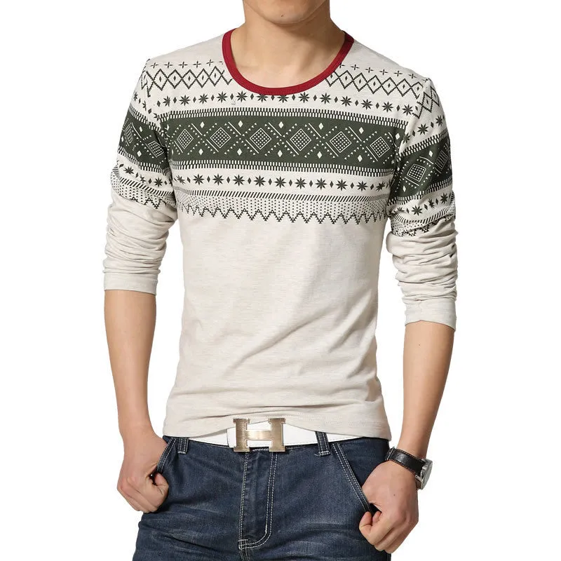 New Mens Long Sleeved T-Shirts Korean Version Of Trend Fashion Casual Slim Fit TShirt