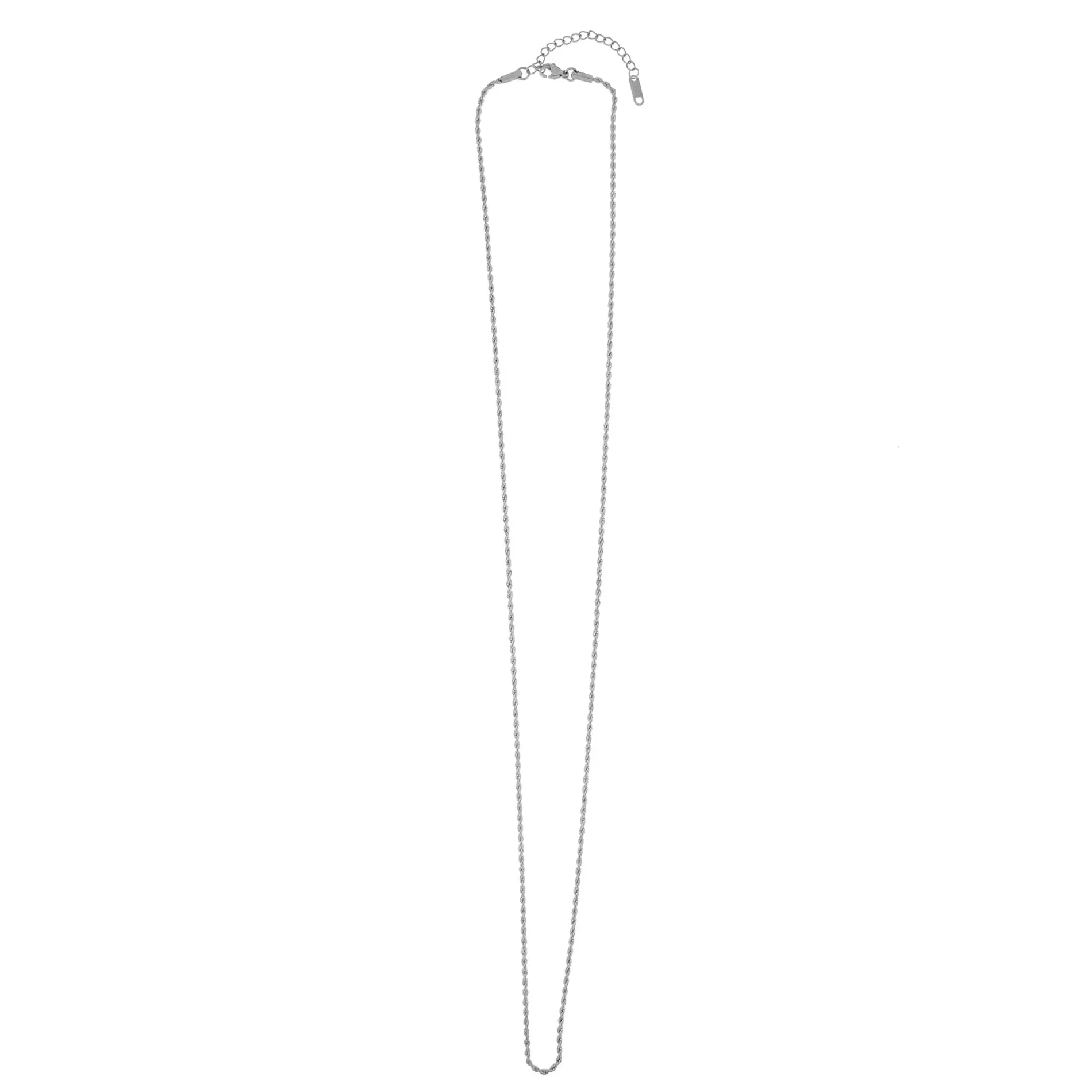Passion Waterproof 2mm Rope Necklace 40cm Silver Plating