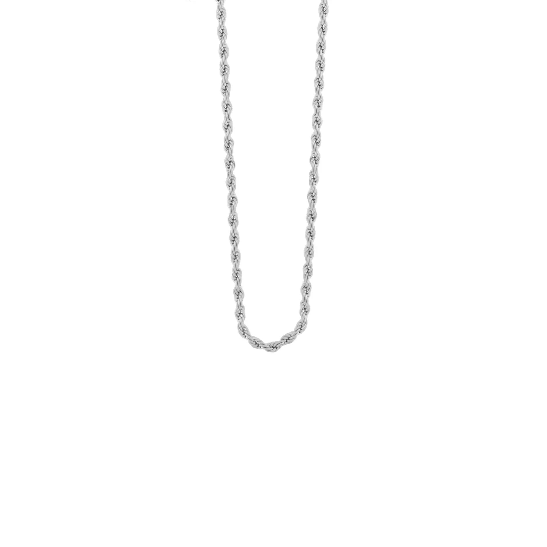 Passion Waterproof 2mm Rope Necklace 40cm Silver Plating
